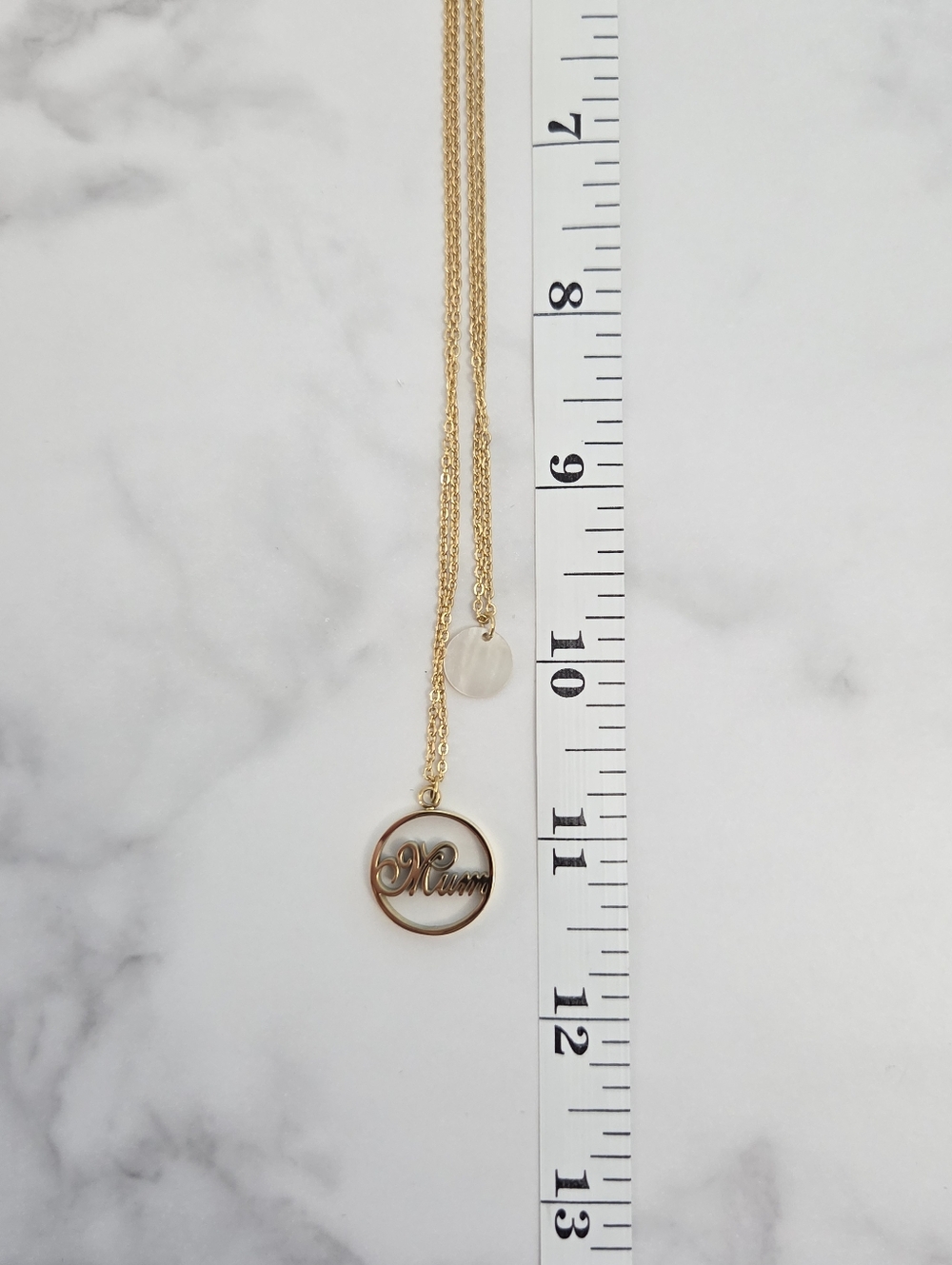 Dainty Gold Tone Double Layer Mum Pendant Necklace Mother's Day Gift - Picture 8 of 8